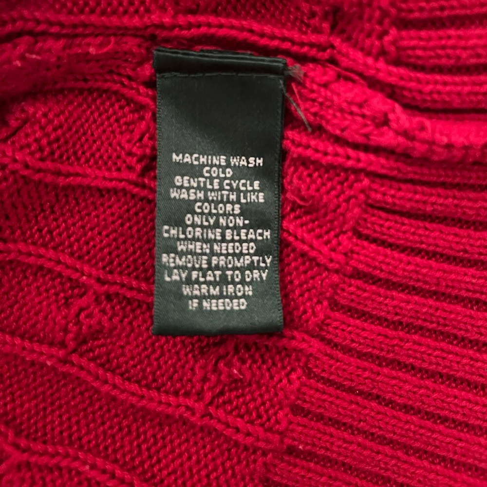 Lauren Ralph Lauren Cable-knit Sweater Cotton Red Women’s Size Medium - Picture 7 of 11